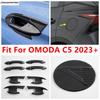 Car Outer Door Handle Bowl / Fuel Oil Tank Cap Decoration Cover Trim For OMODA C5 2024 2025 ABS Carbon Fiber Accessories