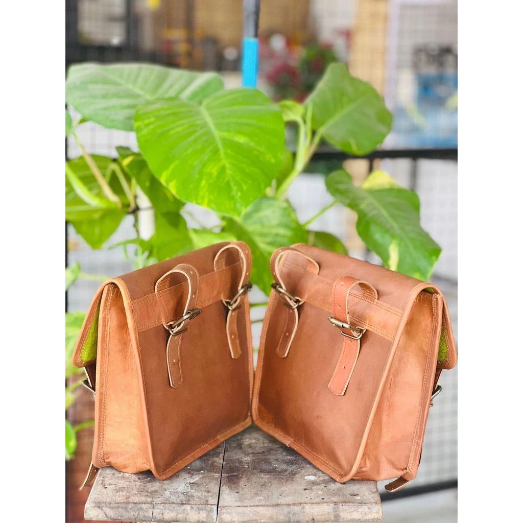 Protected Leather Bag Saddle Genuine Panniers Motorcycle Bags Real Vintage