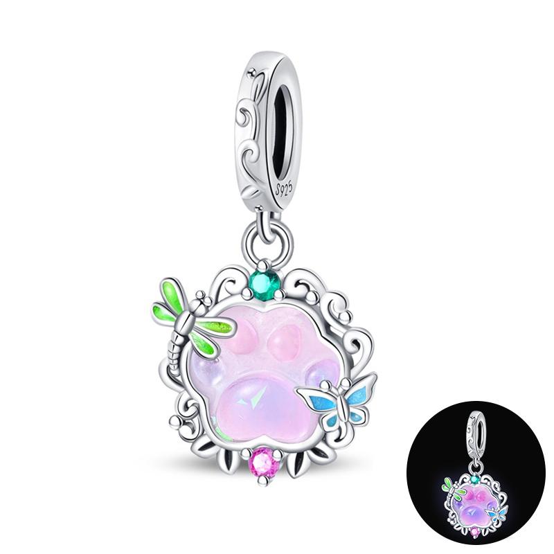 Copper Purple Butterfly Cute Bear Series Charm Beads For 3Mm Original Bracelet Diy Women Jewelry Gift