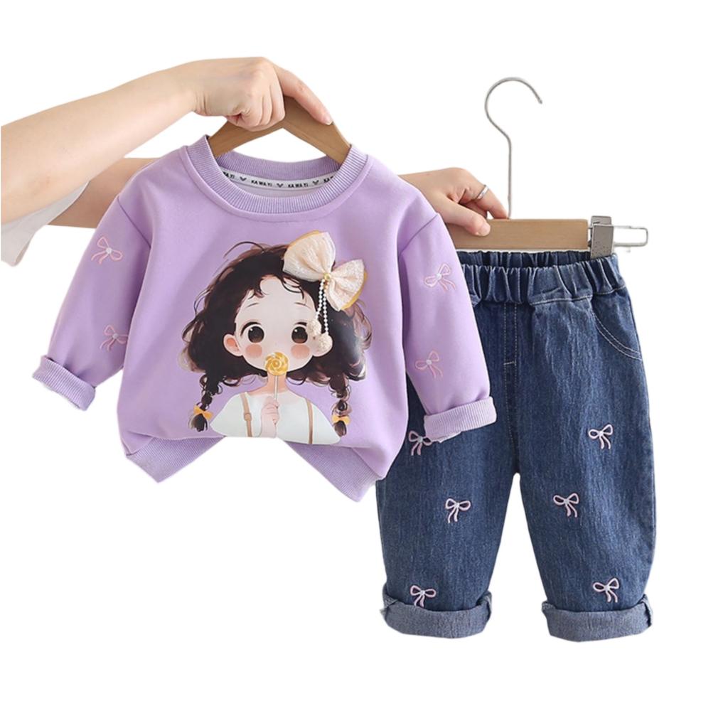 Kids Casual Long-Sleeve Set, Comfortable Daily Wear Outfits
