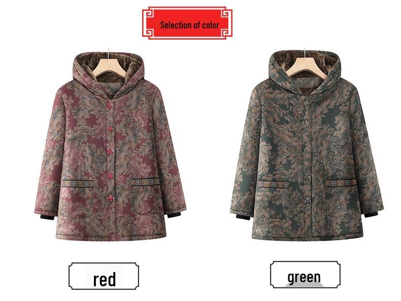 Mormors vinterbomullsjacka med fleecefoder: Varm, förtjockad jacka för äldre