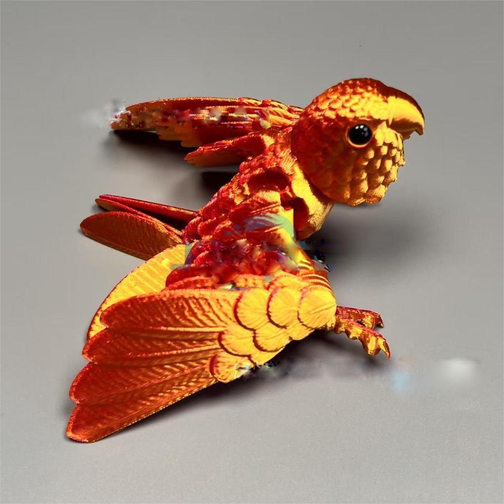Printed 3D Parrot Model Fun Flexible Animal Statue Bird With Wings Moveable Joints Home Decoration Stress Easing Toy