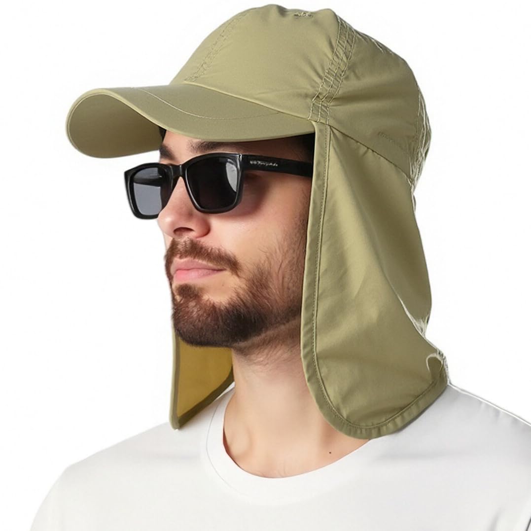 

UPF Waterproof Sun Hat Foldable Unisex Baseball Cap with Neck Flap for Running [EINSKEY] 50+ - Beach, Golf, Hiking, Fishing,