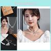 Elegant Korean Style Titanium Steel Heart Shaped Necklace With Pearl Chain Design