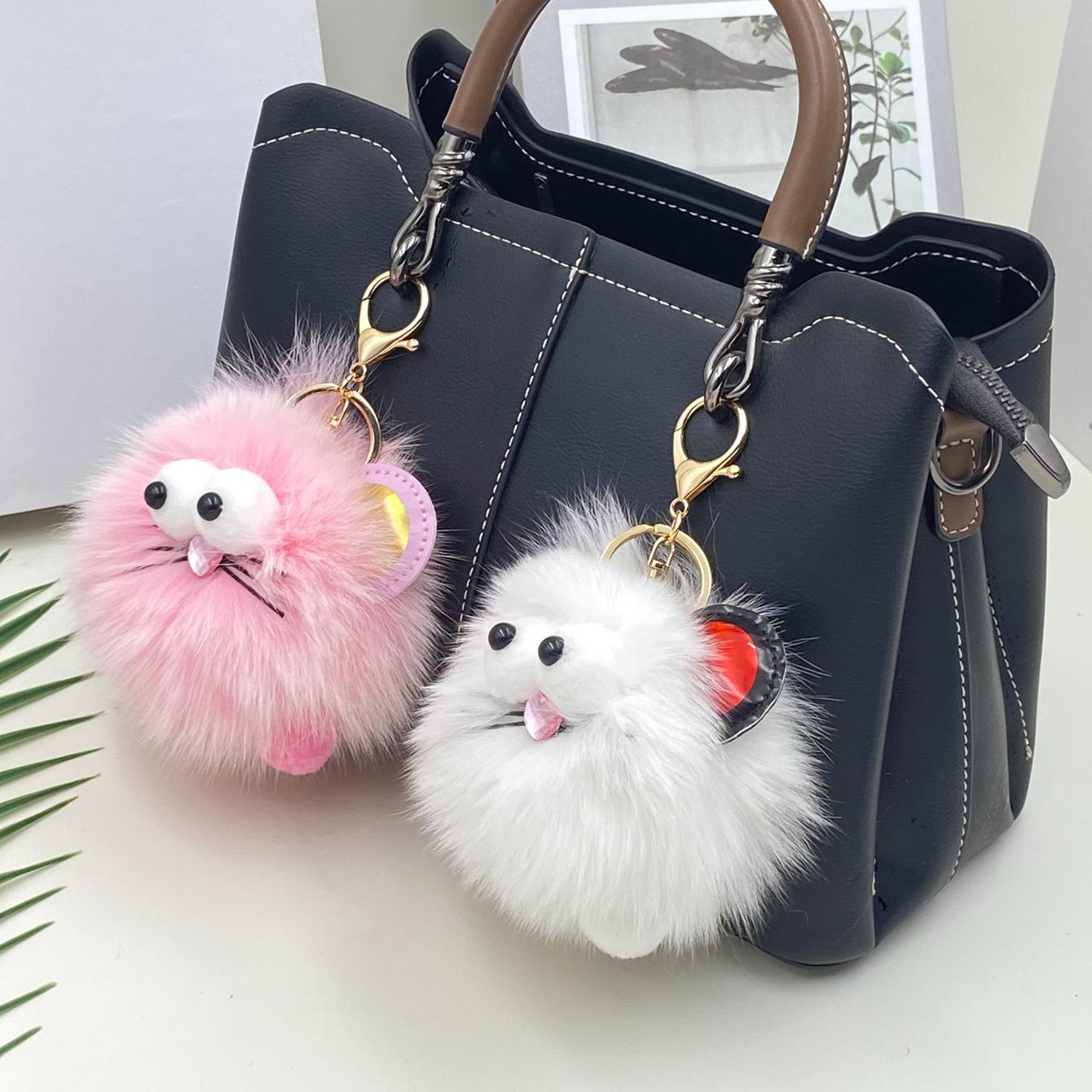 1 шт. новый пушистый помпон мяч сумка автомобиль кулон брелок для ключей милый подарок — фото 8