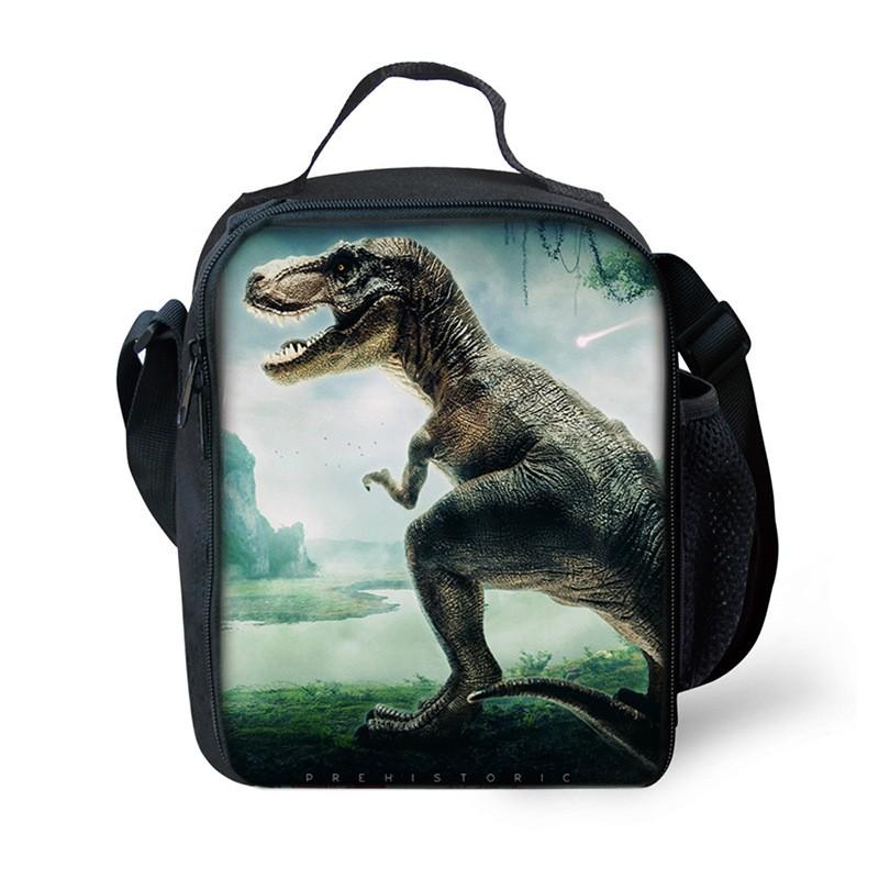 Dinosaur Print DIY Lunch Bag Office Workers School Kids - PVC Insulated Shoulder Cooler