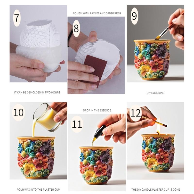 Intricate Floral Design Silicone Planter Mold Resin Flower Casting Pot Mold For Unique Resin Jewelry Tray Making Gift