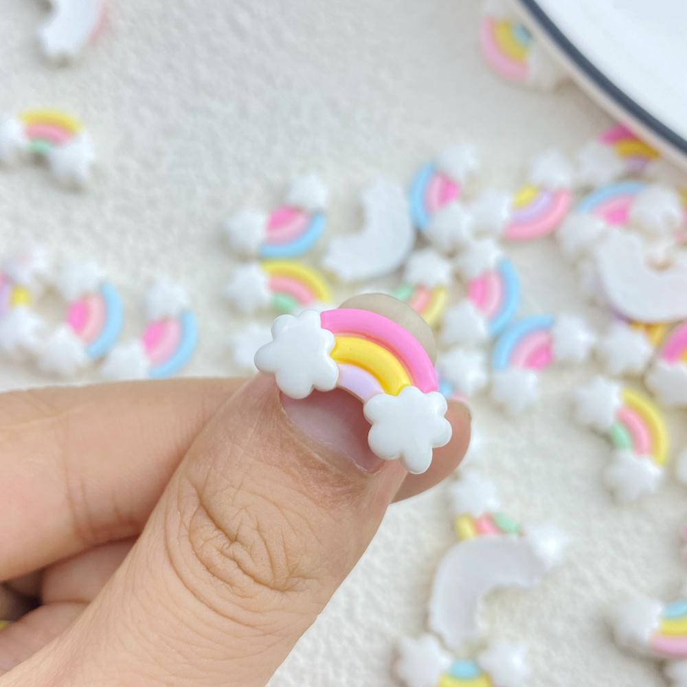 30Pcs New Cute Resin Mini Colorful Rainbow Series Flat Back Manicure Parts Embellishments For Hair Bows Accessorie