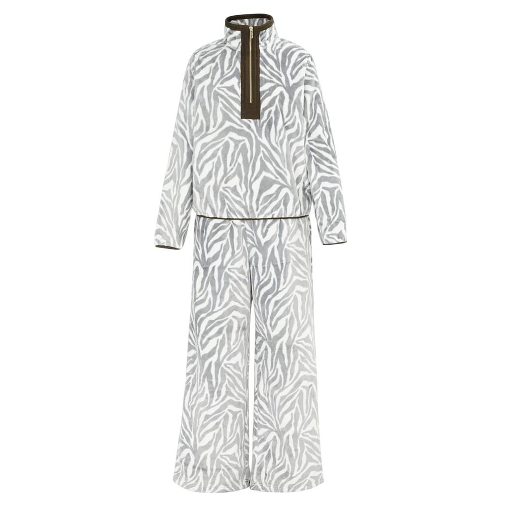Biba Womens/Ladies Zebra Print Fleece Funnel Neck Loungewear Set