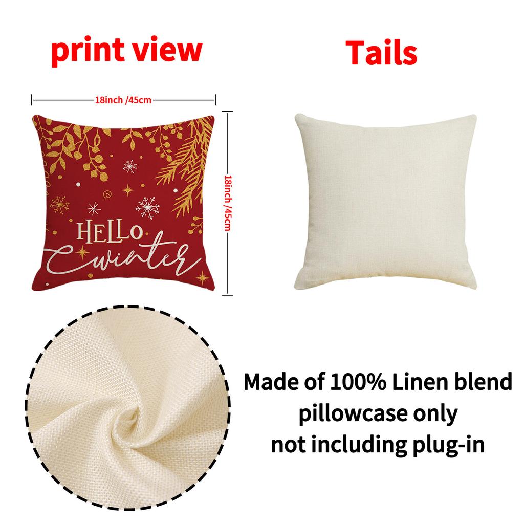 Christmas Pillow Cover Red Set Christmas Tree Print Pillow Indoor Sofa Cushion