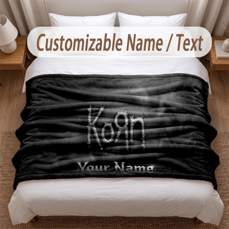 Korn Printed Flannel Blanket Custom Name Text Soft Warm Throw For Bedroom Holiday Gift