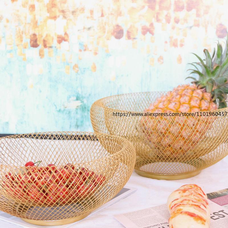 Simple Geometric Ironwork Fruit Plate Creative European-Style Decorative Item Home Living Room Coffee Table Storage Snack Basket