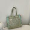Lace-up Simple Itabag Badge Display PU Transparent Pocket Tote Bag Idol Merchandise Storage Cross Ribbon Shoulder Bag Girl