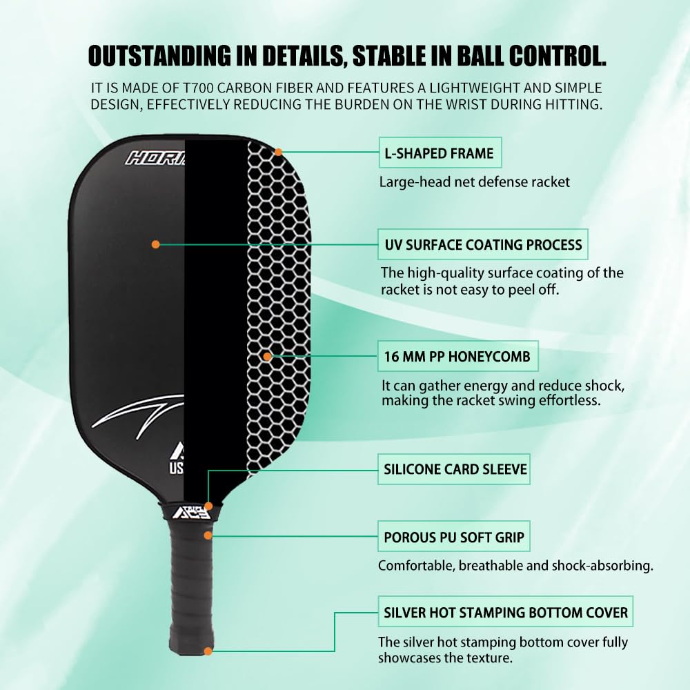 Triple Ace Pickleball Paddle USAPA Certified T-700 Carbon Fiber Carbon 220g Light Weight Enhanced Friction Performance Non-Slip Sweat Absorbent Grip