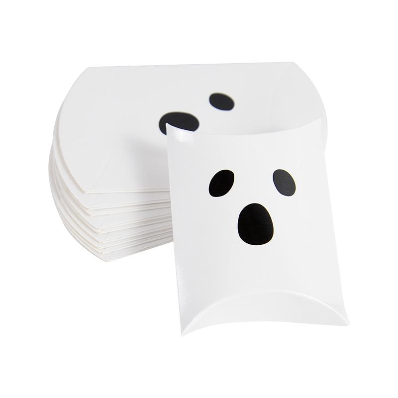 10/20pcs Halloween Kraft Paper Candy Gift Box Ghost Pumpkin Biscuit Packaging Pillow Box Bag Halloween Party Decoration Supplies