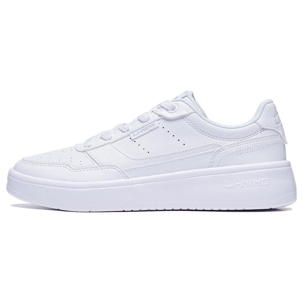 Li Ning Qingyi Synthetic Leather Slip Resistant Abrasion Resistant Low top Skateboard Shoes Women's Standard White AGCT402-1