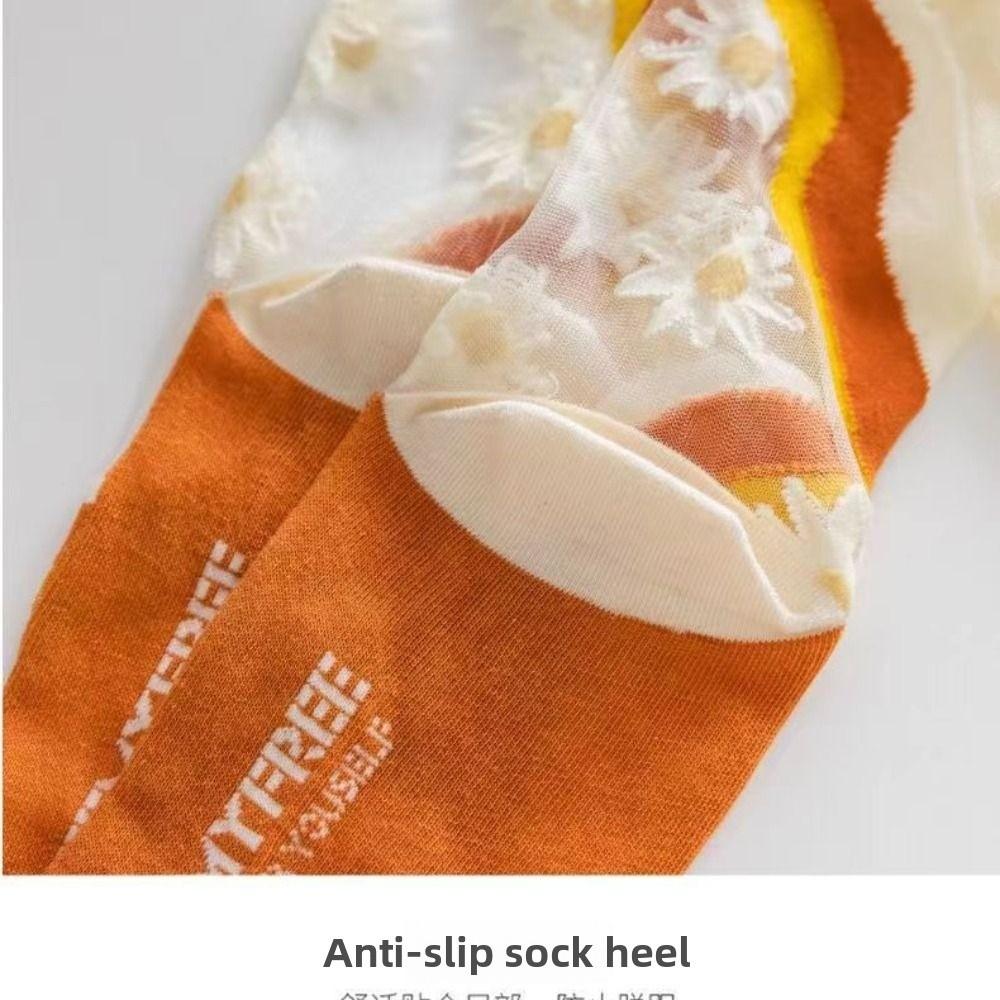 Süße Blumenmuster Sommer Dünne Socken Ultra-dünne Kristallseide Socken Neue Wadenhohe Socken Freizeitkleidung
