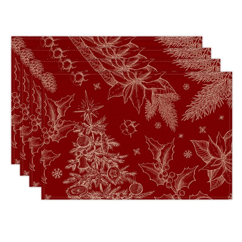 Christmas Linen Placemat Christmas Theme Table Mat  Heat Insulation Pad Western Meal Table Pad Dining Table Decor