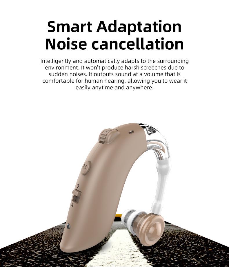 Rechargeable Noise-Canceling BTE Hearing Aid Sound Amplifier for Seniors