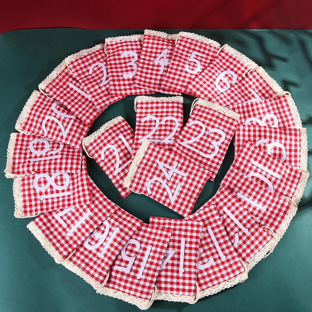 24pcs Hot Stamping Cotton Linen Gift Bag Set, Candy Item Home Decor Storage Bag, Christmas Gift Bags, Wedding Packaging Box