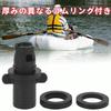 Set of 2 Kayak Air Valve Connectors, Black Boat Valve Adapters with Rubber Rings of Different Thicknesses, Boat SUP Pump Adapters, Air Pump