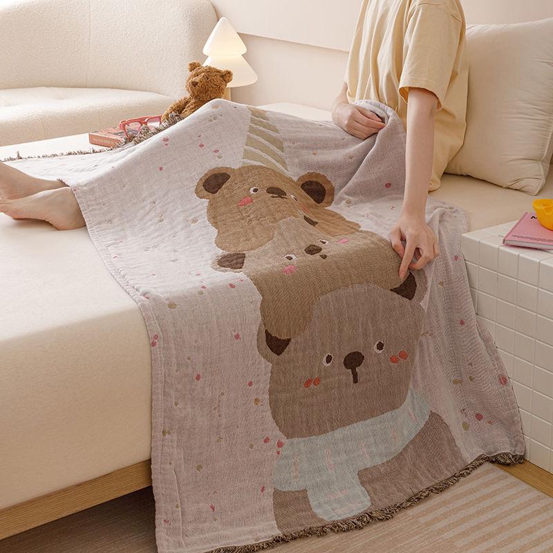 Cartoon Pure Cotton Bath Towel Breathable Skin-friendly Lightweight Summer Blanket 80x160cm Shawl Travel Blanket