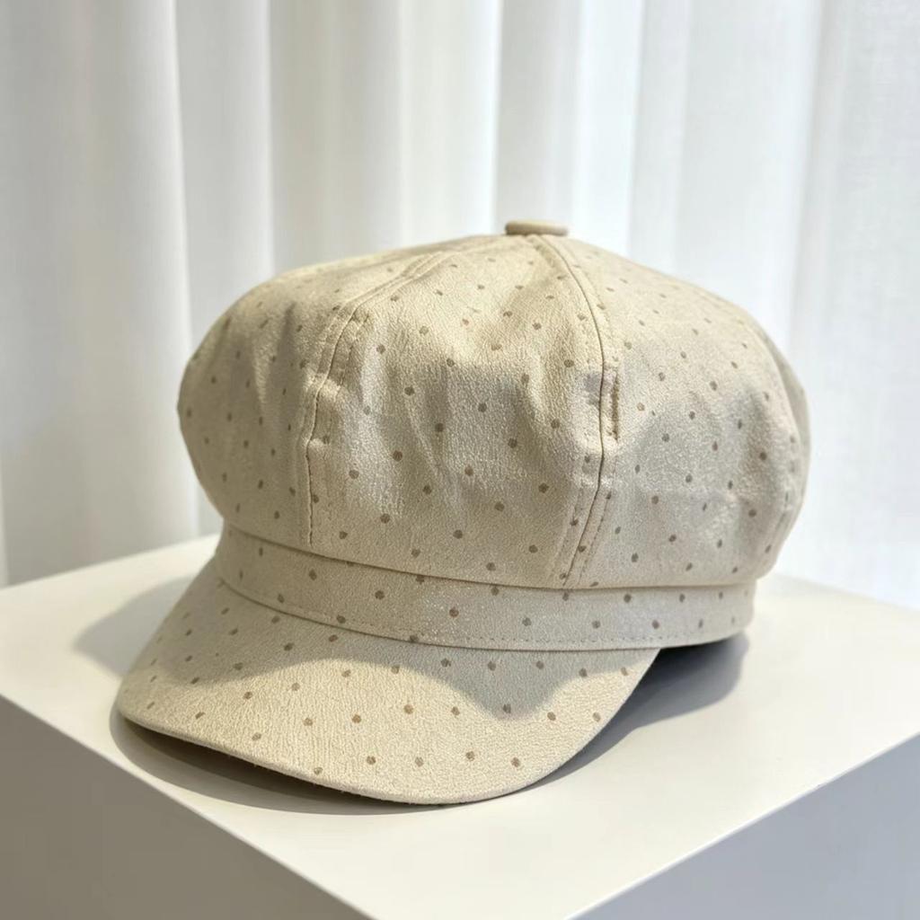 New spring and autumn retro polka dot student octagonal hat women's fashion versatile face small beret painter hat tide