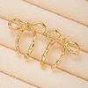 Simple Gold Color Sweet Bow Knot Earrings for Women Vintage Elegant Piercing Ear Accessories Fashion Female Party Jewelry Gifts