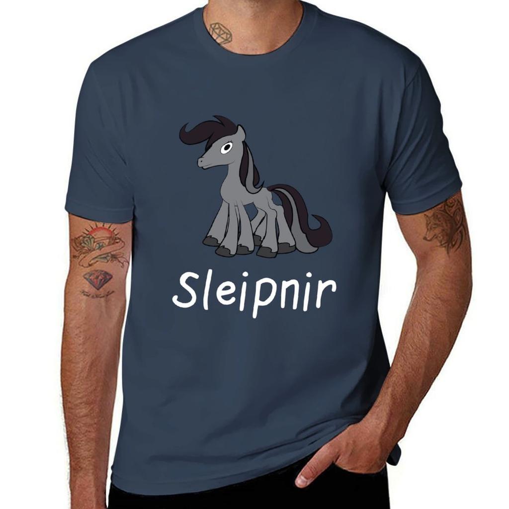 Sleipnir Odins Horse  Asatru Animals TShirt Casual Soft Cotton Short Sleeve Tee