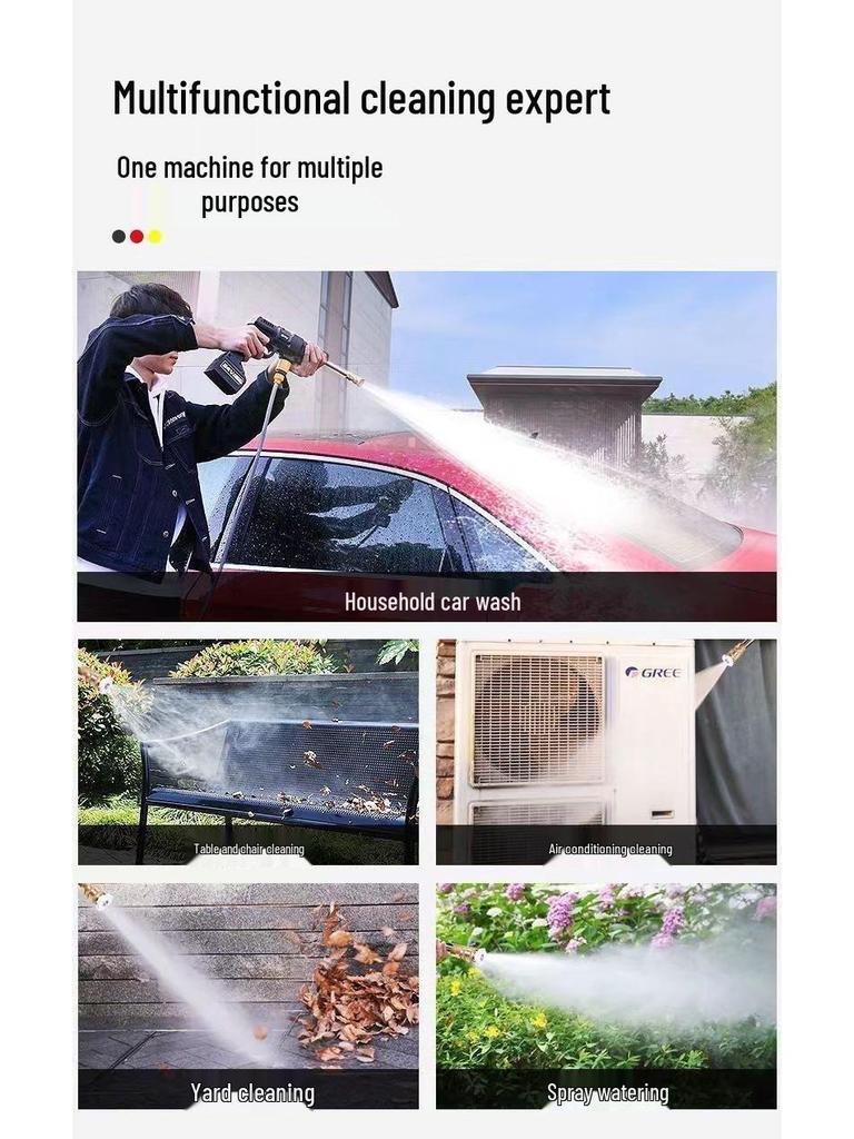 Cordless Rechargeable High-Pressure Car Washer with Lithium Battery