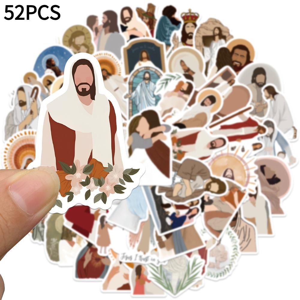 

52PCS Bohemian Yeshua Holy Jesus Vintage Literature and Art DIY Graffiti Hand Account Sticker Mobile Phone Waterproof Decoration Sticker
