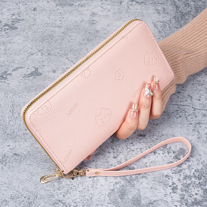 Korean version long wallet, women s fashion, simple zipper, zero wallet, large capacity, multiple card slots, card bag, women s