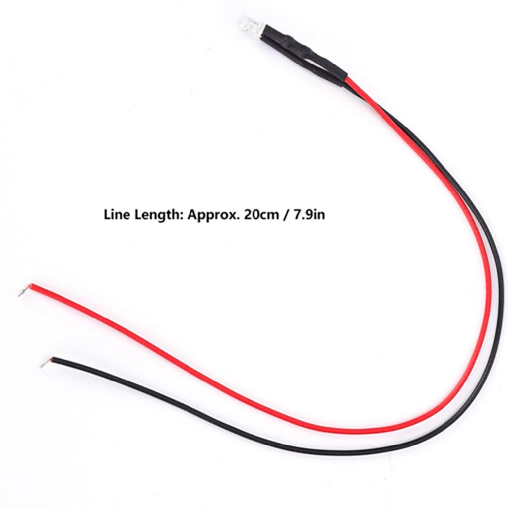 50Pcs Diode Wired Luminous Round Head Highlight Straight Plug LED Beads 12V 3mm LED Diode Wired