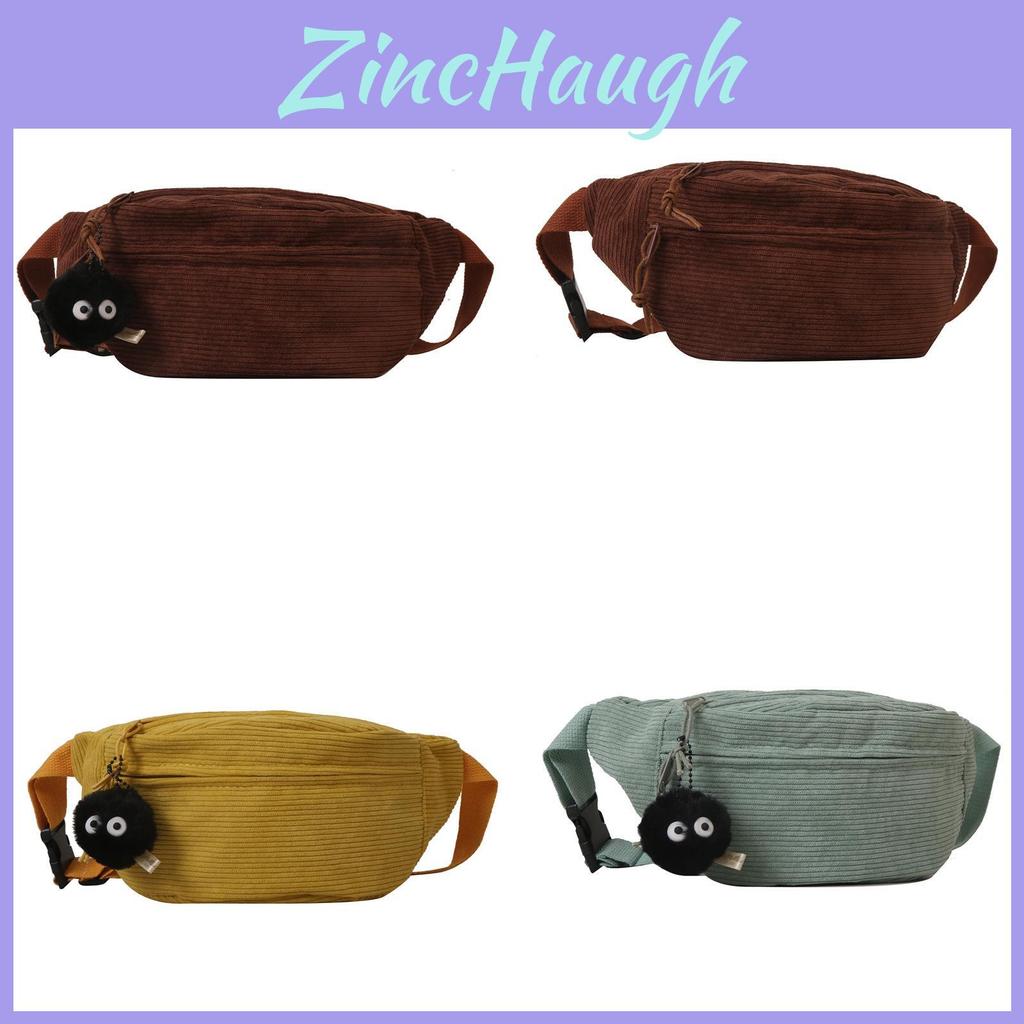 Fashion Corduroy Crossbody Bag For Women With Zipper Closure And Interior Phone Pocket