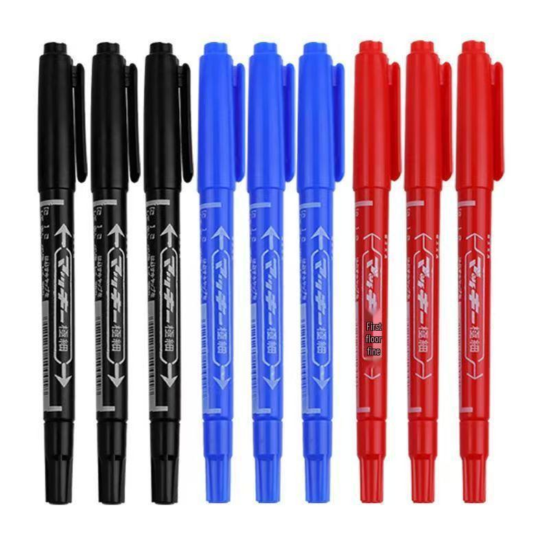 Oil-Based Double-Ended Multi-Functional Art Liner Markers - Black, Blue, Red Small Double-ended Oil-based, Color Optional