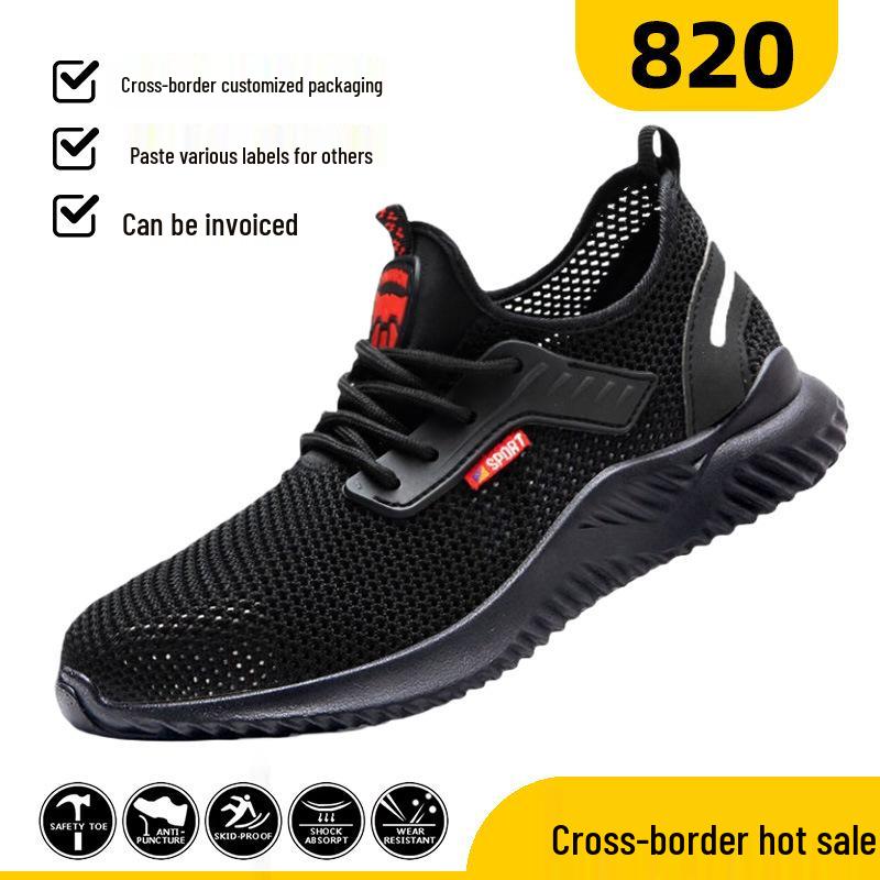 Atmungsaktive, leichte Sicherheits-Arbeitsschuhe für Herren: Stoßfest, Durchstichfest, Rutschfest, Geruchshemmend 820 Breathable - Anti-smash Anti-puncture; 40 black