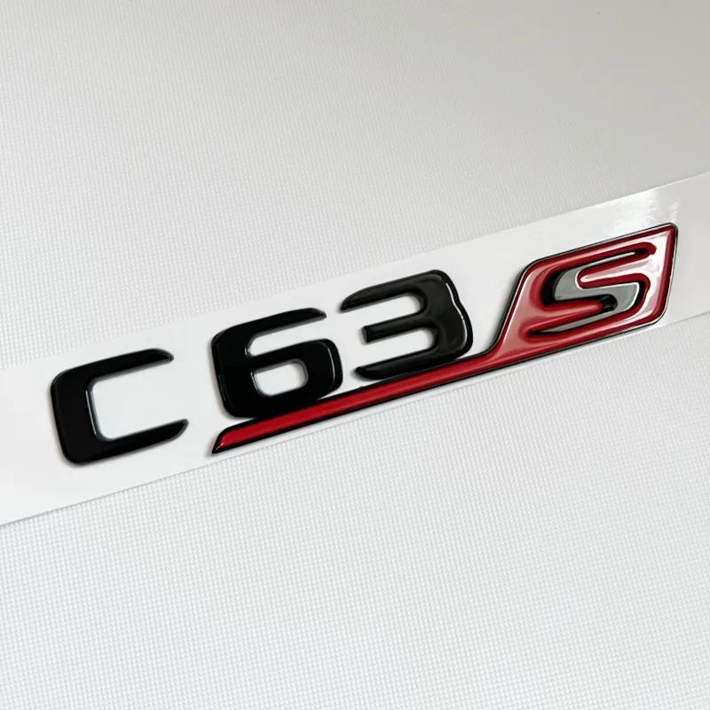 3D Schwarze C63S Logo Buchstaben V8 BITURBO Plakette Auto Heck Stern Aufkleber Kofferraum AMG Emblem Für Mercedes Benz AMG W205 C205 Zubehör