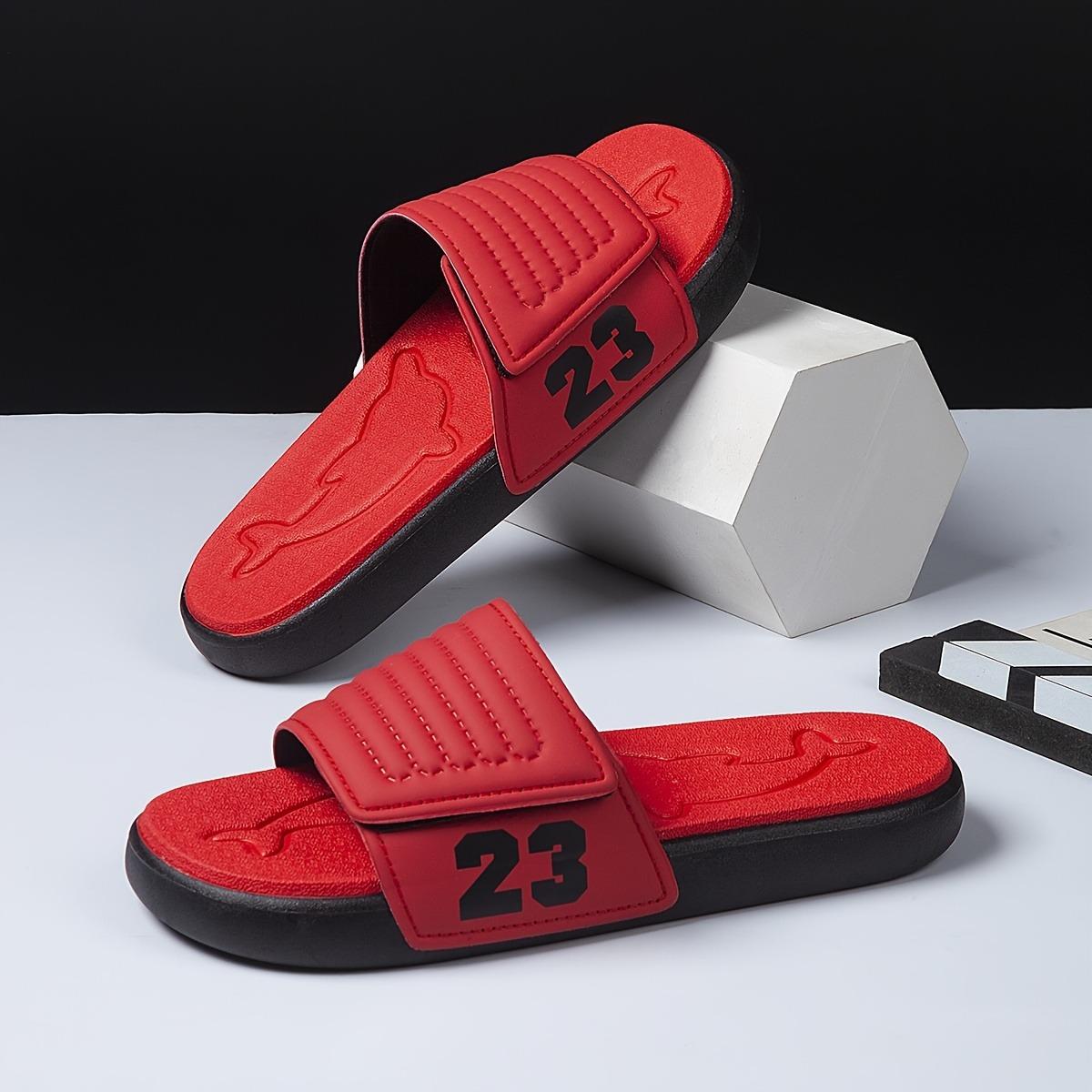 

Новые летние мужские цельные тапочки, спортивный стиль, номер 23, тапочки двойного назначения для улицы и дома, противоскользящая и износостойкая толстая подошва 45 красный
