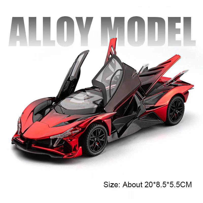 1:24 למבורגיני LP770-4 אפולו EVO דגם מתכת רכב ספורט צעצועי דגם מסגסוגת דלתות נפתחות צמיגי גומי משיכה לאחור רכבי צעצוע מתנות
