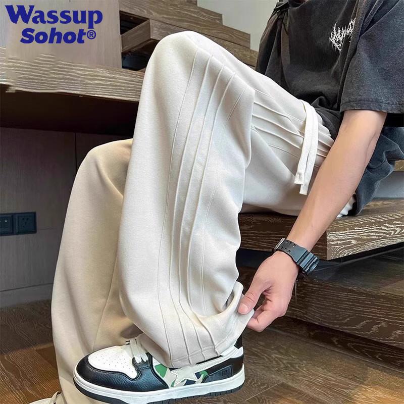 Wassup Sohot Men s American Style Loose Fit Straight-Leg Sweatpants 4XL