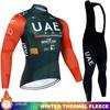 UAE Winter Thermal Fleece Cycling Jersey Men's 2026 Man Cycle Uniform Jumper Shirt Long Sleeve Clothing Set Mens Clothes Bib Mtb