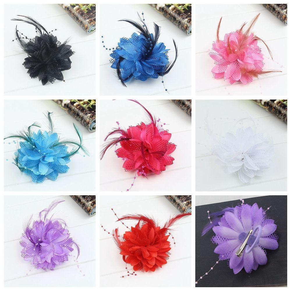 Brooch Latin Dance Performance Fascinator Wedding Hair Accessories Bridal Hairpin Headdress Feathers Hair Clip Wrist Flower