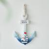 Boat Hook with Lanyard Solid Wood Handmade Blue White Gradient Coastal Decor Symbol Good Luck Boat Hook