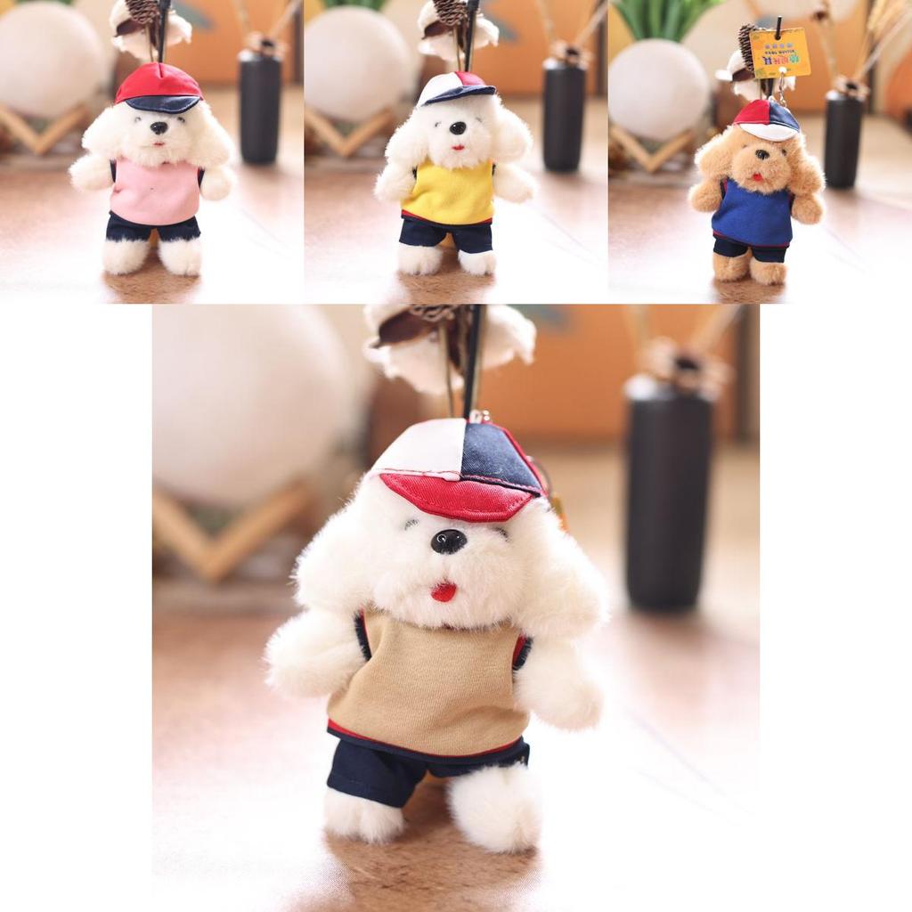 Plush Dog Keychain With Soft Short Pile For Bag Decor And Collectible Gift
