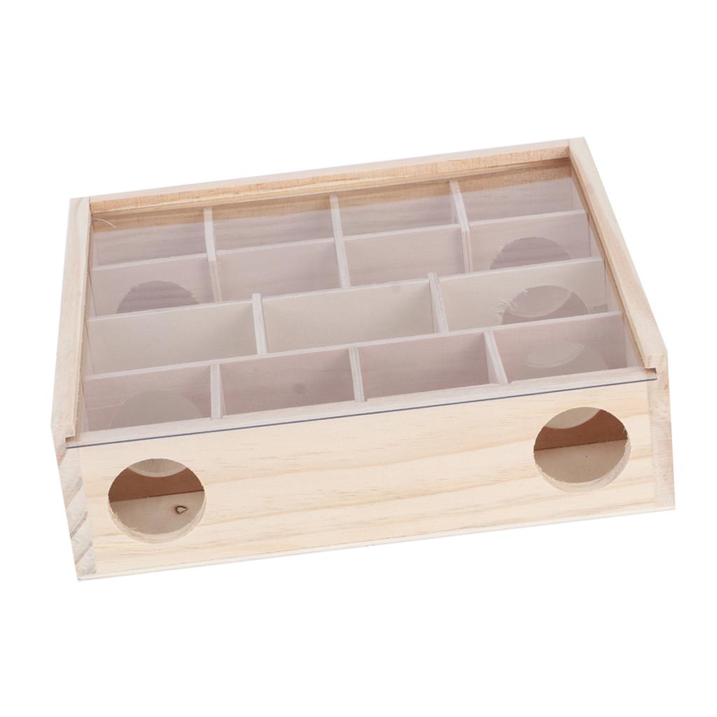 Hamster Maze Mouse Mice Natural Wood Interactive Intelligent Pet Toy with Acrylic Glass