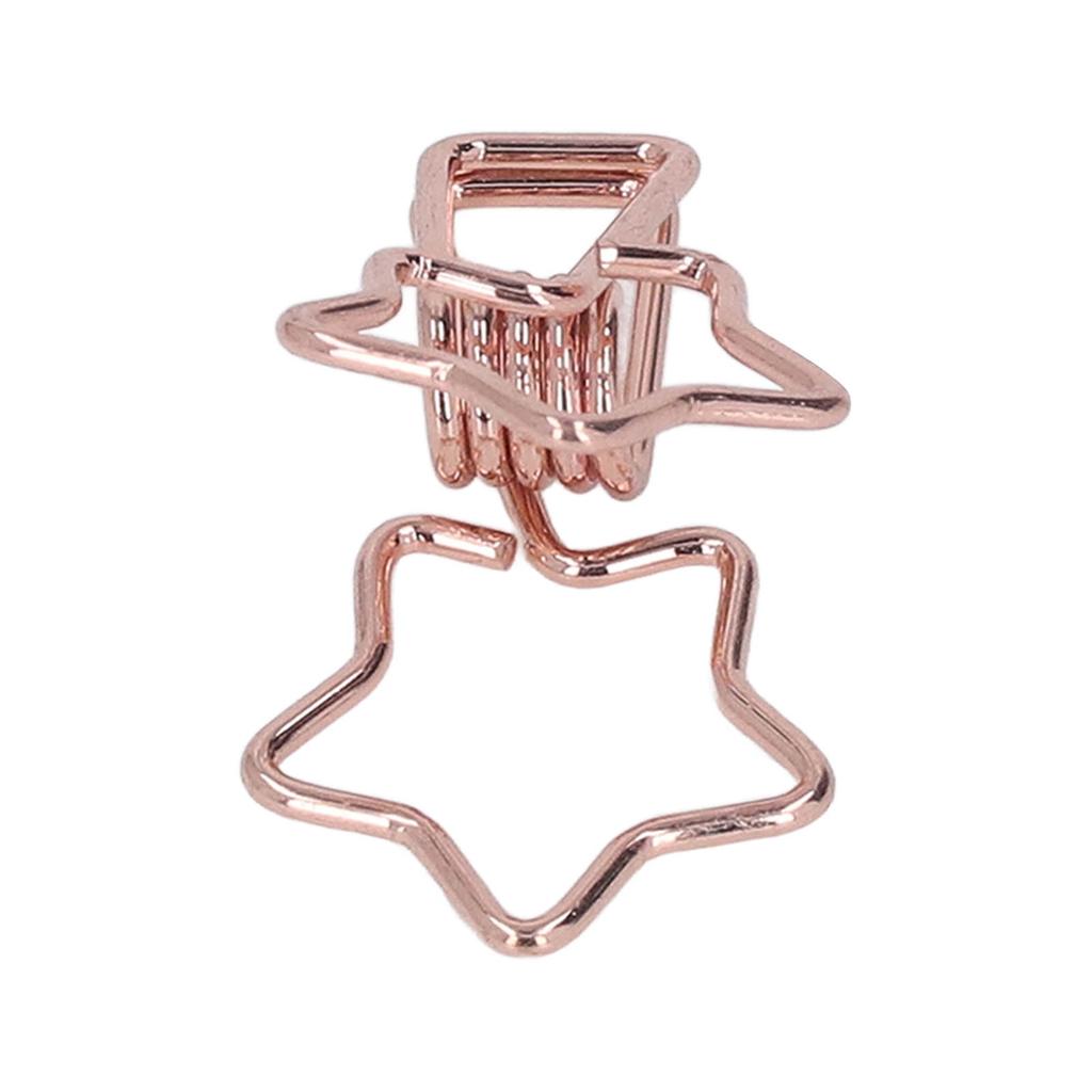 100pcs Star Clips Cute Cartoon Hollow Strong Clamping Force Sturdy Metal Paper Clamps for Account Tickets