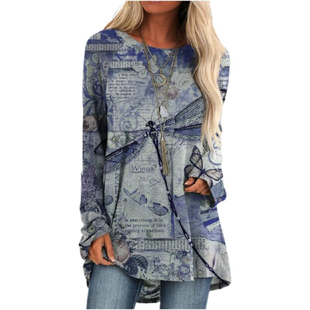 Cartoon Katzen Auf Die Baum Drucken T-shirt Langarm Frauen Tops Plus Größe Casual T-shirts 2XL 3XL Runde Beck Lose shirts Femme