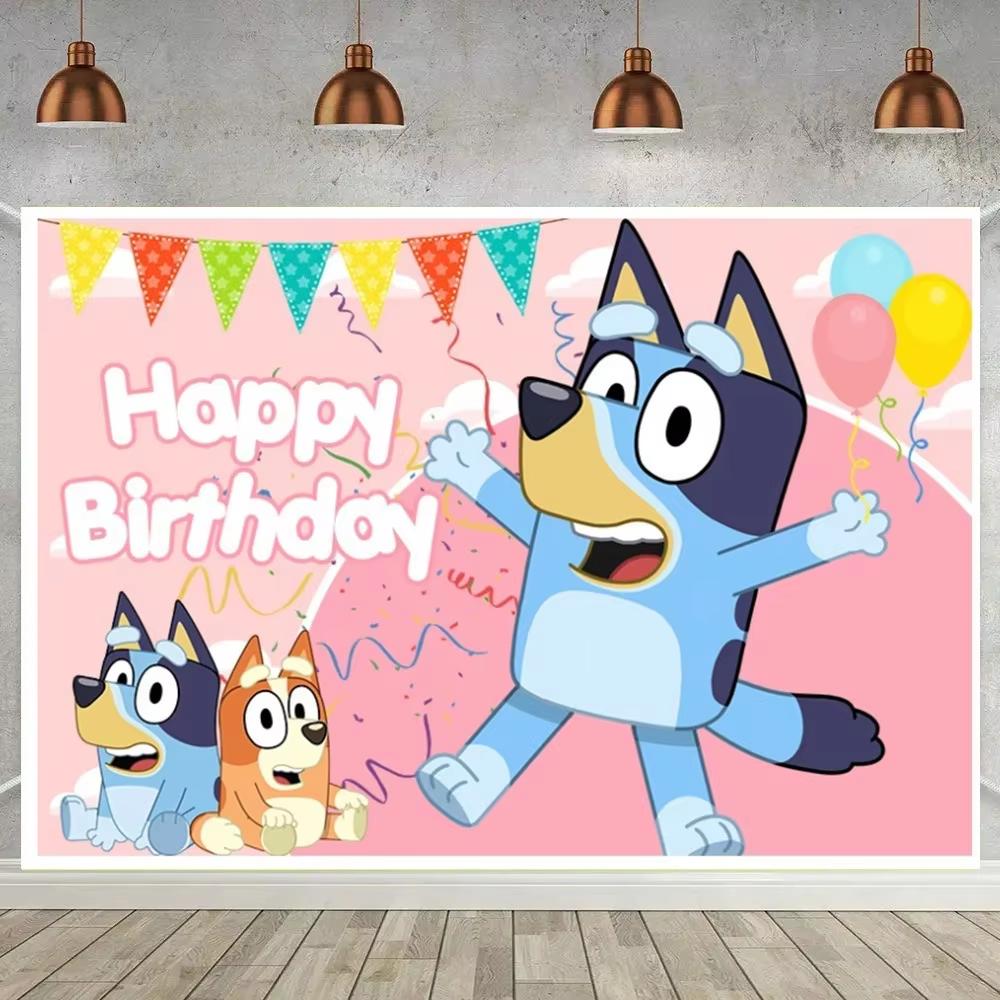 Pink Bluey Birthday Party Decoration Set Bingo Puppy Cup Plate Napkins Balloons For Kids Favors Gifts Photo Booth Baby Shower