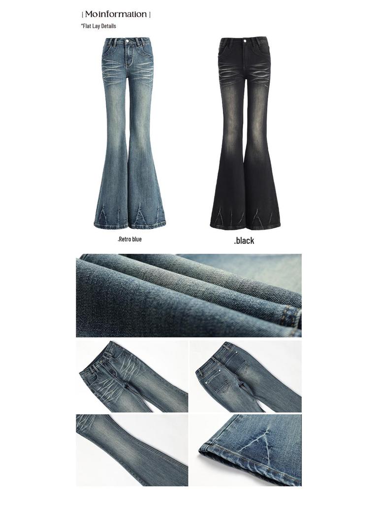 2025 Herbst Retro Distressed Stretch Schlagjeans