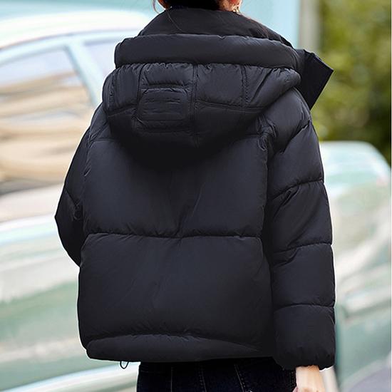 Autumn and Winter Women's Cotton Jacket, Casual Bread Jacket, Lightweight and Short Fashion Hooded Cotton Jacket